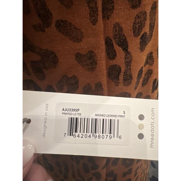 Three Dots Women’s Leopard Print Pocket Knit T-Shirt Orange & Black NWT Sz Small - Picture 6 of 8